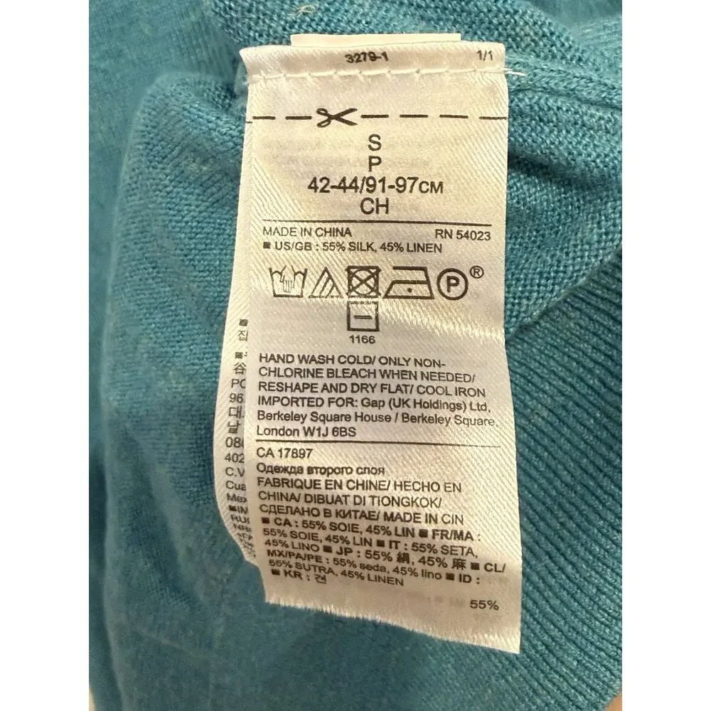 Banana Republic Men’s Silk Linen V Neck Lightweight Sweater Blue Teal Size Small